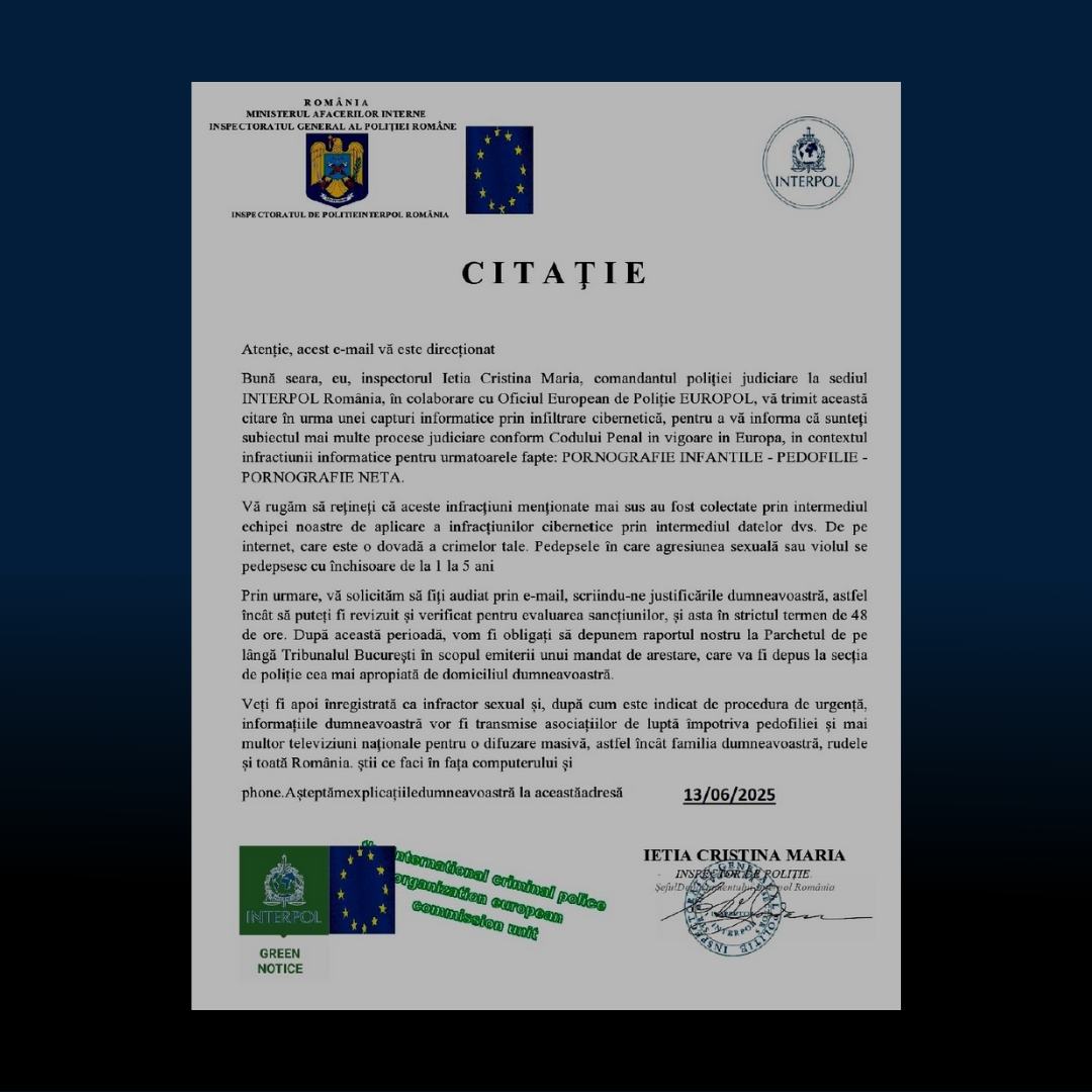 Atenție la citațiile false trimise în numele autorităților!