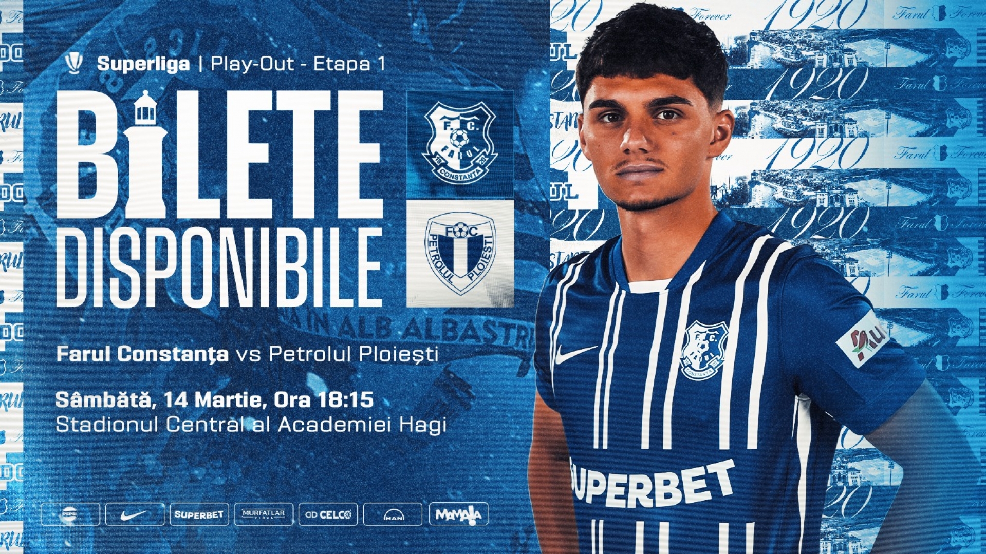 Farul – Petrolul, sâmbătă pe stadionul Academiei Hagi