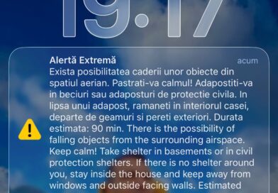 RO-Alert în nordul județului Tulcea: avertizare privind posibile obiecte căzute din spațiul aerian