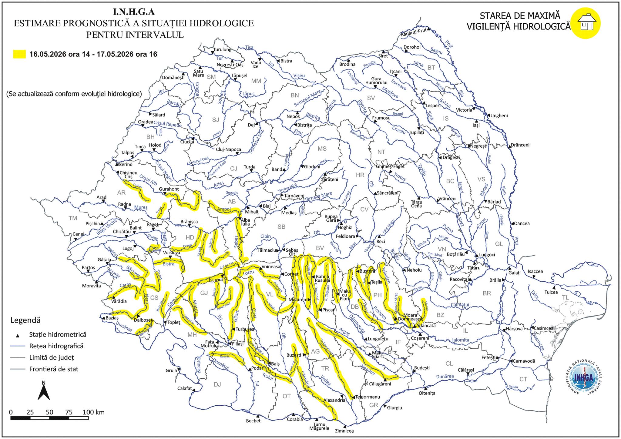 Cod galben de inundații în mai multe județe din România