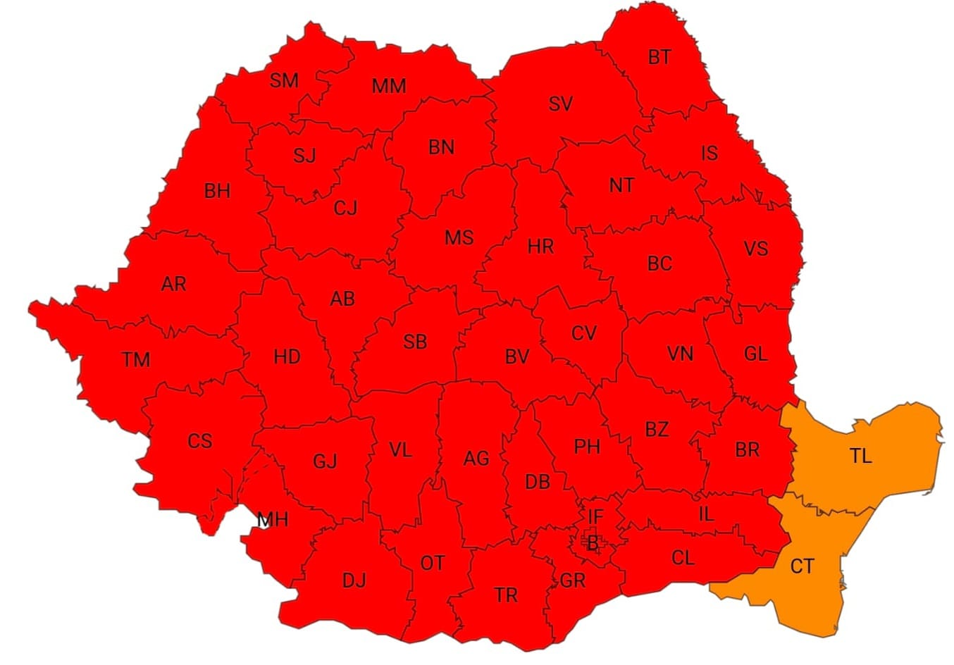 Cod roșu de caniculă în cea mai mare parte a țării. Temperaturile urcă până la 41 de grade