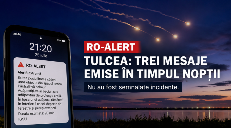 Trei mesaje RO-ALERT emise în timpul nopții pentru nordul și estul județului Tulcea