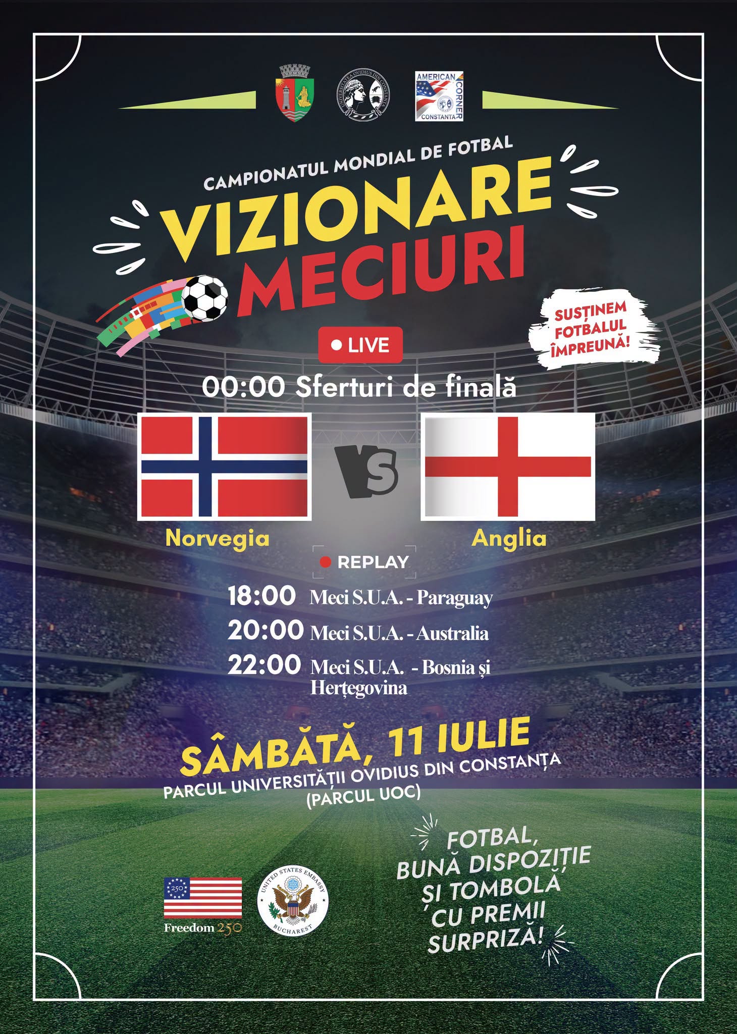 Constănțenii sunt invitați să urmărească împreună Campionatul Mondial de Fotbal, în aer liber