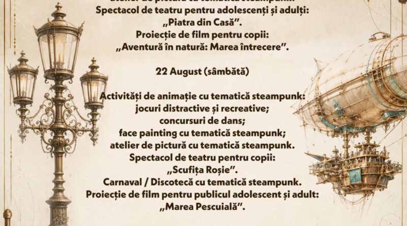 Vânturile Dobrogei” ajung în Parcul Faleză Nord. Două seri de spectacole, filme și aventură steampunk la Constanța