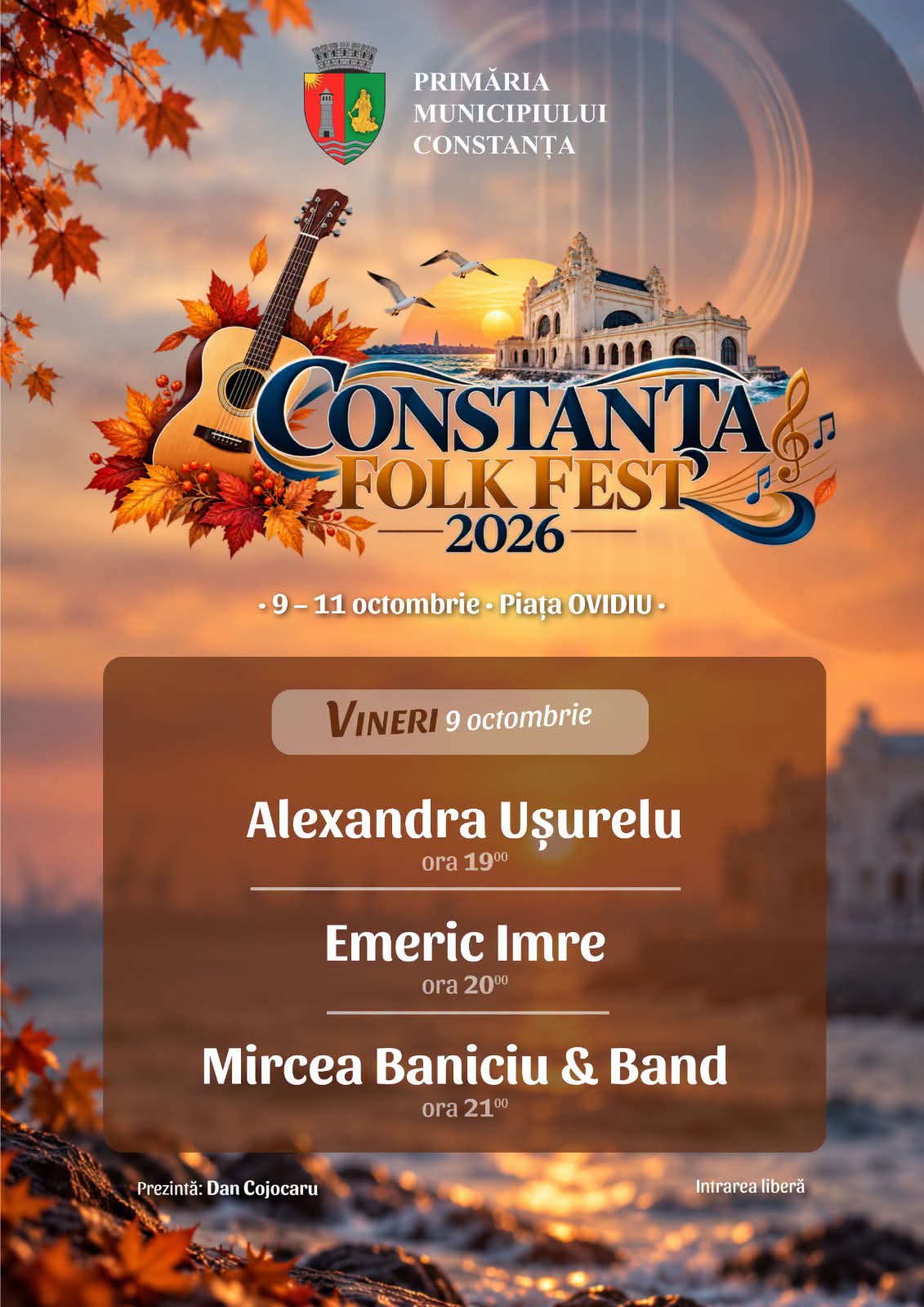 Constanța Folk Fest 2026 începe astăzi! Alexandra Ușurelu, Emeric Imre și Mircea Baniciu urcă pe scena din Piața Ovidiu